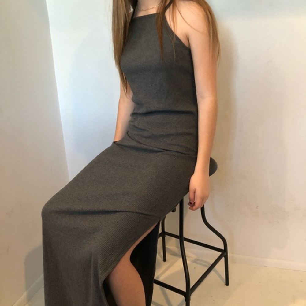 Brandy Melville grey maxi dress with slit